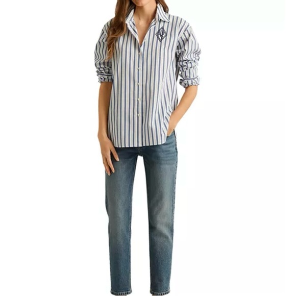 LAUREN RALPH LAUREN WOMAN Kotta Shirt Women's PLUS SIZE 2X Blue White Stripe NWT - Picture 4 of 12